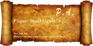 Piger Apollinár névjegykártya